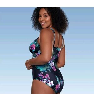 Aqua Green Aqua Green UPF 50 Waist Detail Over The Shoulder One Piece Swimsuit